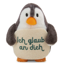 Kuscheltier Pinguin mit Botschaft ''Ich glaub an dich''