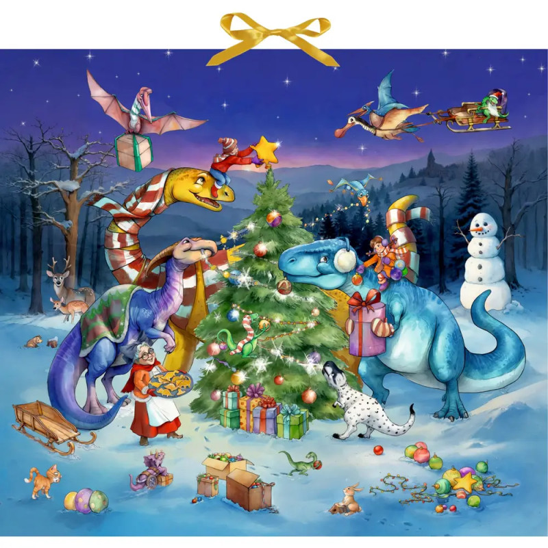 Wand-Adventskalender – Dinosaurier im Weihnachtsfieber