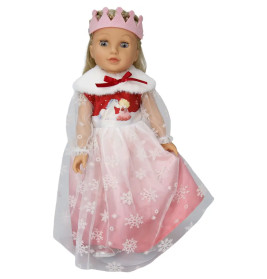 Puppenkleid ''Winterprinzessin Lumi'' mit Krone und Plüsch-Cape, Gr. 35-45 cm