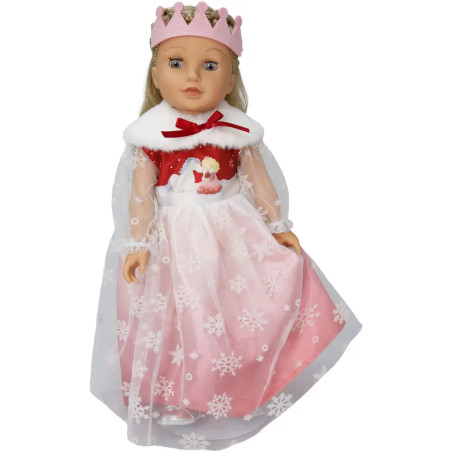 Puppenkleid ''Winterprinzessin Lumi'' mit Krone und Plüsch-Cape, Gr. 35-45 cm