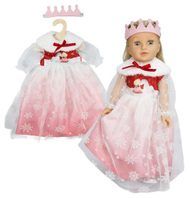 Puppenkleid ''Winterprinzessin Lumi'' mit Krone und Plüsch-Cape, Gr. 35-45 cm