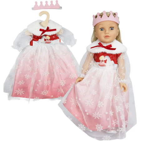 Puppenkleid ''Winterprinzessin Lumi'' mit Krone und Plüsch-Cape, Gr. 35-45 cm