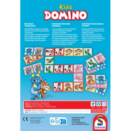Schmidt Spiele Domino Kids – Tiermotive für Kinder | Ab 3 Jahren