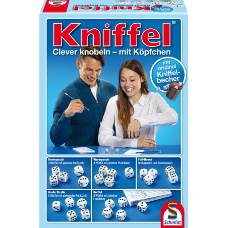 Schmidt Spiele Kniffel Würfelspiel mit Lederwürfelbecher – Klassiker ab 8 Jahren