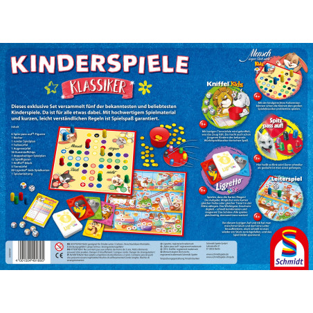 Schmidt Spiele 5 in 1 Kinderspiele Klassiker Set ab 4 Jahren – Mensch ärgere Dich nicht® Kids, Kniffel® Kids uvm.
