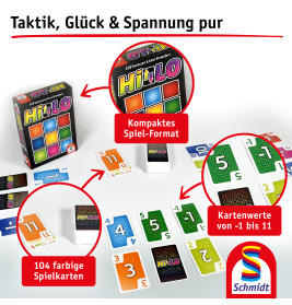 Schmidt Spiele HILO Kartenspiel – schnelles Kartenspiel für 2-6 Spieler ab 8 Jahren