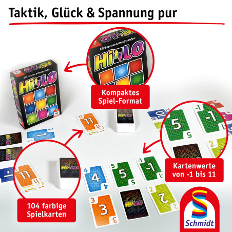 Schmidt Spiele HILO Kartenspiel – schnelles Kartenspiel für 2-6 Spieler ab 8 Jahren