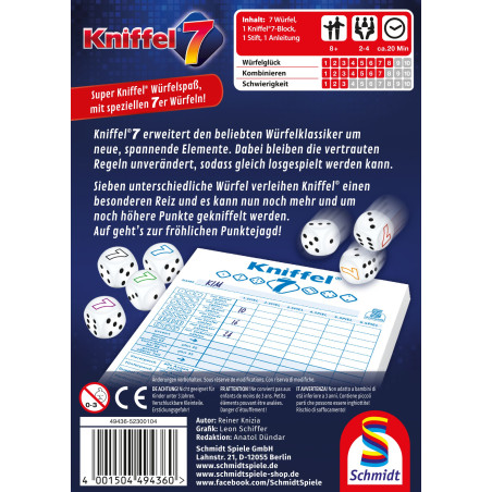 Kniffel 7 Würfelspiel von Schmidt Spiele – Mit 7 Würfeln für mehr Spielspaß