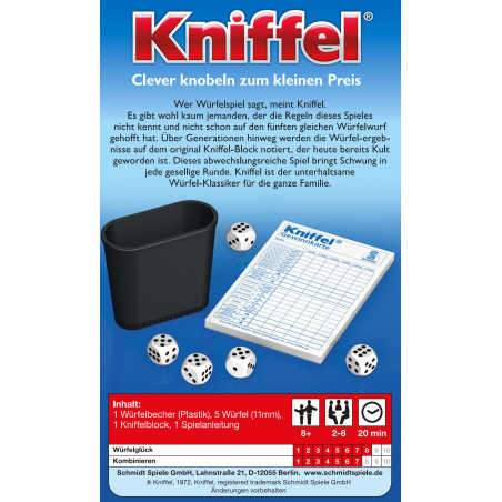 Schmidt Spiele Kniffel Mitbringspiel in der Metalldose – Würfelspiel für 2-8 Spieler ab 8 Jahren