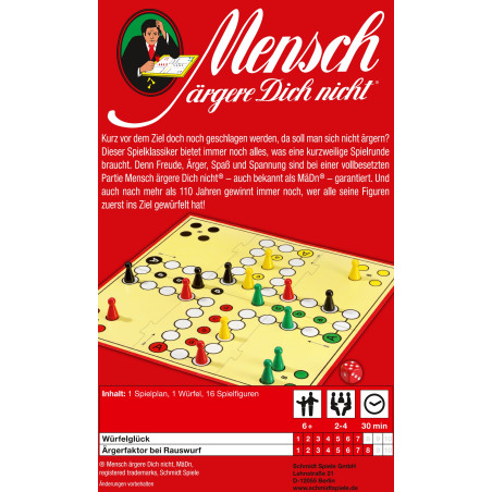 Schmidt Spiele Mensch ärgere Dich nicht Mitbringspiel Metalldose – Klassiker für 2-4 Spieler ab 6