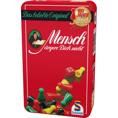 Schmidt Spiele Mensch ärgere Dich nicht Mitbringspiel Metalldose – Klassiker für 2-4 Spieler ab 6