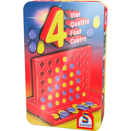 Schmidt Spiele Vier Mitbringspiel | Taktisches Duell in Metalldose | Für 2 Spieler ab 6