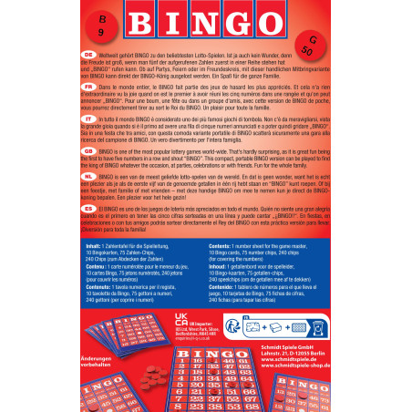 Schmidt Spiele Bingo Mitbringspiel | Klassiker in Metalldose | Für 3-10 Spieler ab 8