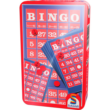 Schmidt Spiele Bingo Mitbringspiel | Klassiker in Metalldose | Für 3-10 Spieler ab 8
