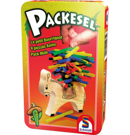 Schmidt Spiele Packesel Mitbringspiel 51235 | Geschicklichkeitsspiel in Metalldose ab 5 J.
