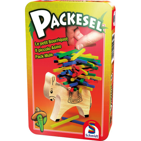 Schmidt Spiele Packesel Mitbringspiel 51235 | Geschicklichkeitsspiel in Metalldose ab 5 J.