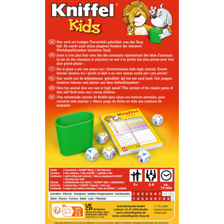Schmidt Spiele Kniffel Kids Mitbringspiel 51245 | Tierwürfelspiel in Metalldose ab 5 J.