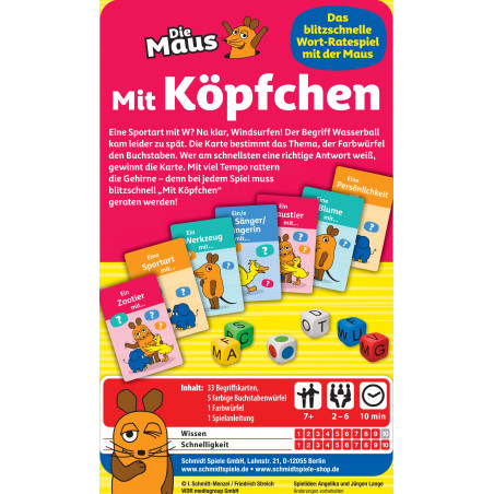 Schmidt Spiele Maus Mit Köpfchen – Pffiffiges Ratespiel in praktischer Metalldose