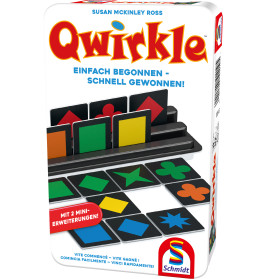 Schmidt Spiele Qwirkle Mini-Format: Spiel des Jahres in Metalldose inkl. 2 Erweiterungen