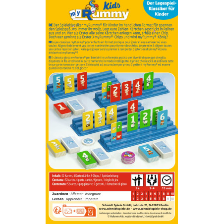 Schmidt Spiele MyRummy® Kids | Zahlen-Rätselspiel | Familienklassiker in Metallbox | Ab 5 Jahre