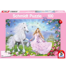 Schmidt Spiele Puzzle Prinzessin der Einhörner – 100 Teile für magischen Puzzlespaß ab 6