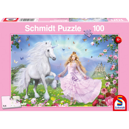 Schmidt Spiele Puzzle Prinzessin der Einhörner – 100 Teile für magischen Puzzlespaß ab 6