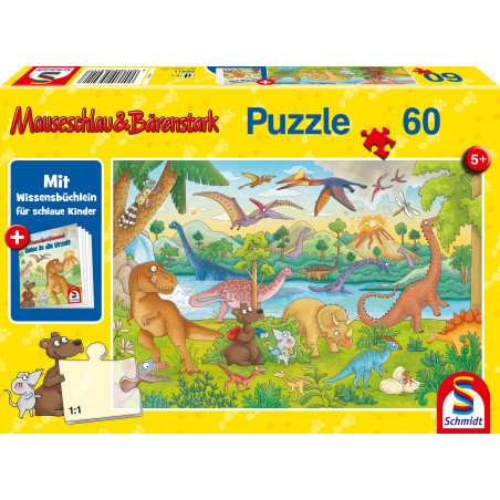 Schmidt Spiele Puzzle Mauseschlau & Bärenstark Urzeit | 60 Teile, ab 5 Jahren, EAN 4001504564117