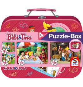Schmidt Spiele Puzzle Bibi & Tina: 2x100, 2x150 Teile im Metallkoffer – Geschenkidee