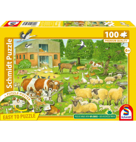 Schmidt Spiele Puzzle Tierkinder auf dem Bauernhof 100 T. | Nachhaltige Graspappe