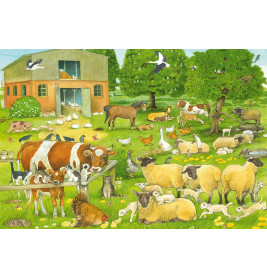 Schmidt Spiele Puzzle Tierkinder auf dem Bauernhof 100 T. | Nachhaltige Graspappe