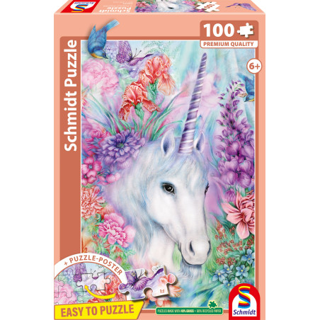 Schmidt Spiele Einhorn Puzzle – Sanfte Einhornschönheit | 100 T. (NATPAX Graspappe) (4001504565305)