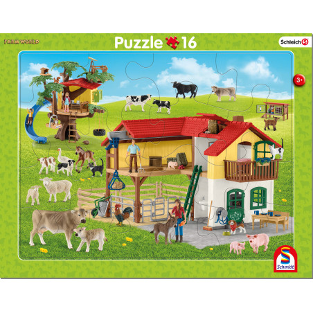 Schmidt Spiele Schleich Rahmenpuzzle Set – 16 + 24 Teile für Tierfreunde