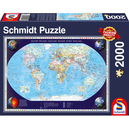 Schmidt Spiele Puzzle Unsere Welt – Politische Weltkarte 2000 Teile