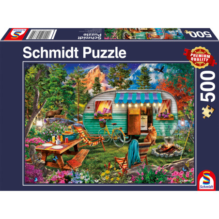 Schmidt Spiele Puzzle Camper-Romantik | 500 Teile | Hohe Qualität | Entspannender Zeitvertreib