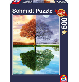 Schmidt Spiele Puzzle Jahreszeiten-Baum: 500 Teile für Natur- & Puzzle-Freunde | Ab 12 Jahren