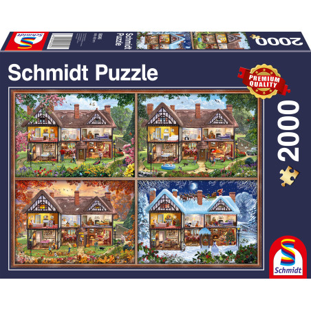 Schmidt Spiele Puzzle Jahreszeiten-Haus – 2000 Teile Premium Qualität