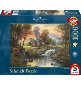 Schmidt Spiele Thomas Kinkade Puzzle: Holzhaus am Bach – 1000 Teile