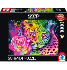 Schmidt Spiele Puzzle Neon Regenbogen-Leopard von Sheena Pike, 1000 Teile