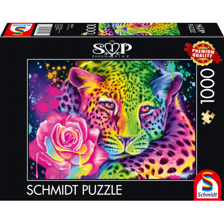 Schmidt Spiele Puzzle Neon Regenbogen-Leopard von Sheena Pike, 1000 Teile