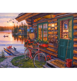 Schmidt Spiele Puzzle 'Seehütte mit Fahrrad' von Darrel Bush 1000 Teile (58531)