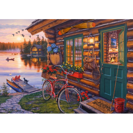 Schmidt Spiele Puzzle 'Seehütte mit Fahrrad' von Darrel Bush 1000 Teile (58531)