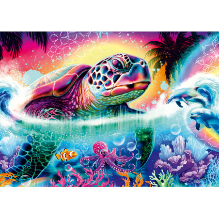 Selecta Puzzle S. Pike Neon Schildkröte 1000 Teile – Leuchtende Unterwasserwelt ab 14 Jahren