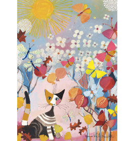 Selecta Puzzle 1000 Teile Rosina Wachtmeister: Gestreiftes Kätzchen – Kunstvoll entspannen!