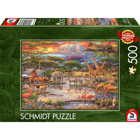 Schmidt Spiele Puzzle Paradies am Kilimandscharo | 500 Teile Landschaftspuzzle für Erwachsene & Kinder ab 8