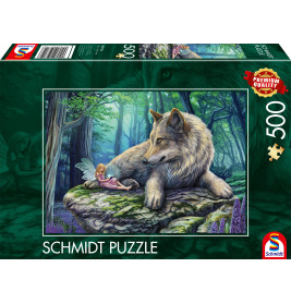 Schmidt Spiele Puzzle Wolf und Elfe 500 Teile – Mystisches Motiv für Erwachsene