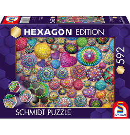 Selecta Hexagon Puzzle Mandala-Steine – 592 Teile, fördert Kreativität & Feinmotorik