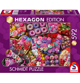 Selecta Hexagon Puzzle Lieblingsleckereien – 592 Teile, kniffliger Puzzlespaß für Foodies