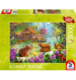 Selecta Puzzle Oase der Capybaras 2000 Teile – Entspannung mit Nagetieren!