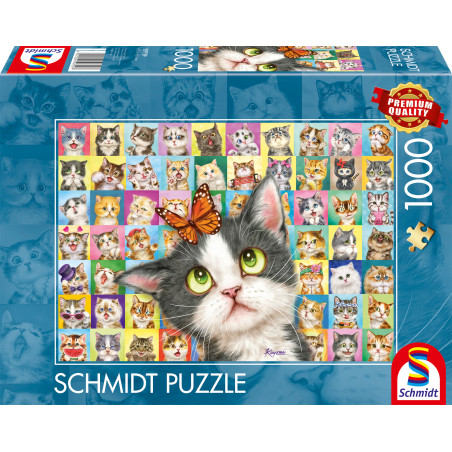 Schmidt Spiele Puzzle Katzen-Mimik 1000 Teile – Detailreiche Katzen-Gesichter