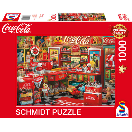 Schmidt Spiele Coca Cola Nostalgie-Shop Puzzle – 1000 Teile Puzzle-Spaß